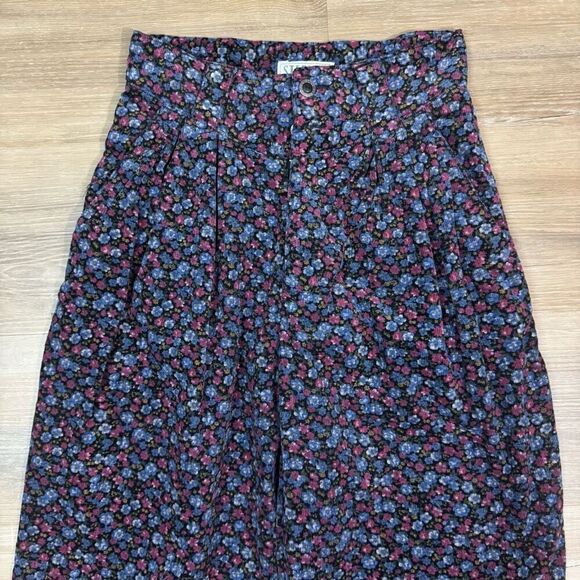 Vintage Stefano 8 High Rise Micro Floral Courduroy Pants Blue Purple Cottagecore - Picture 2 of 8